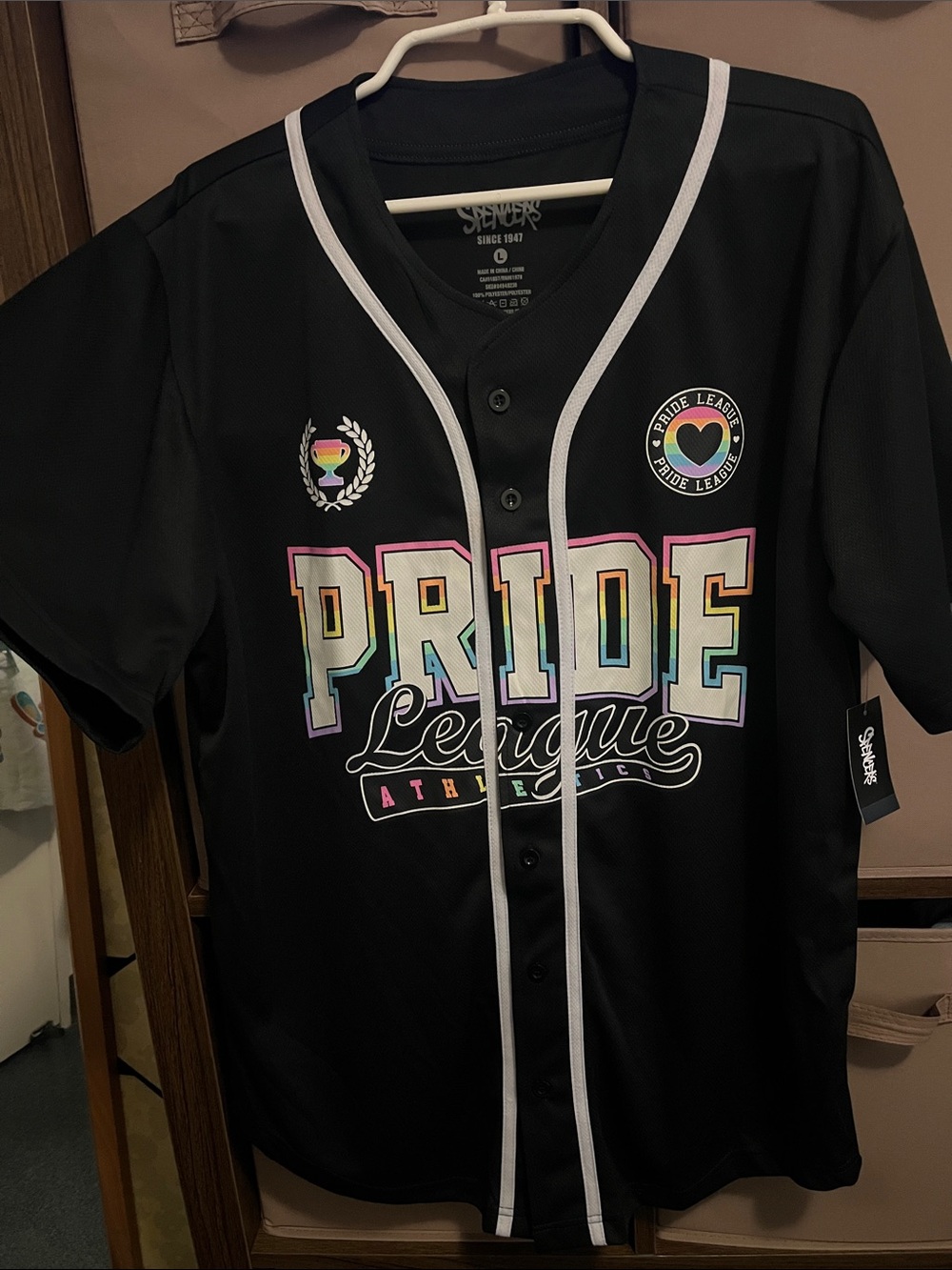 PRIDE Spencer's Black Baseball Jersey with White Trim